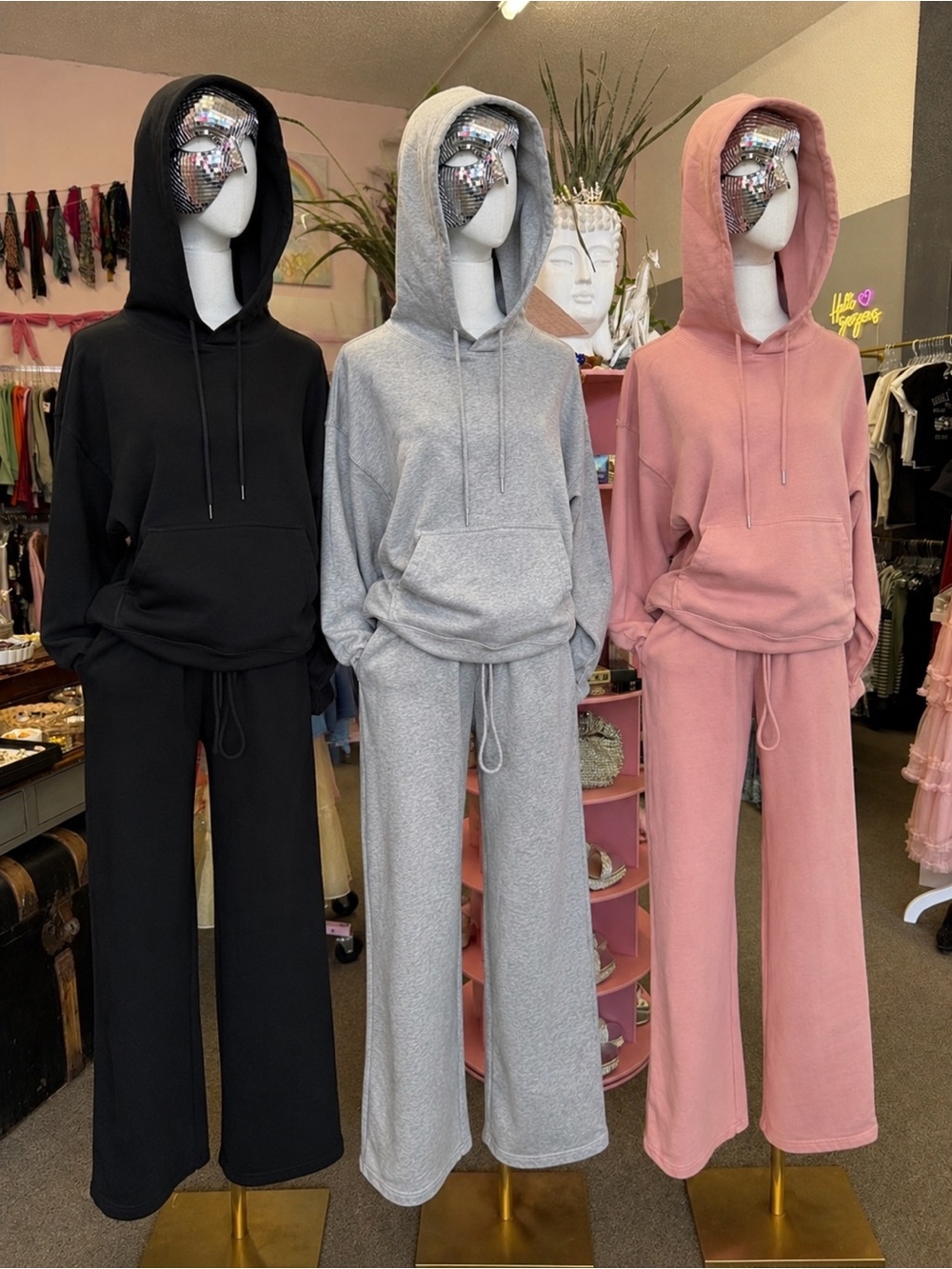 100% cotton Hoodie & Wide-Leg Sweatpants Set